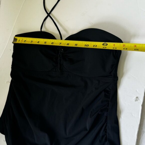 SPANX AssetsNEW LaceUp Ruched Tankini Halter Bikini Top Control Slimming Black M - Picture 13 of 16
